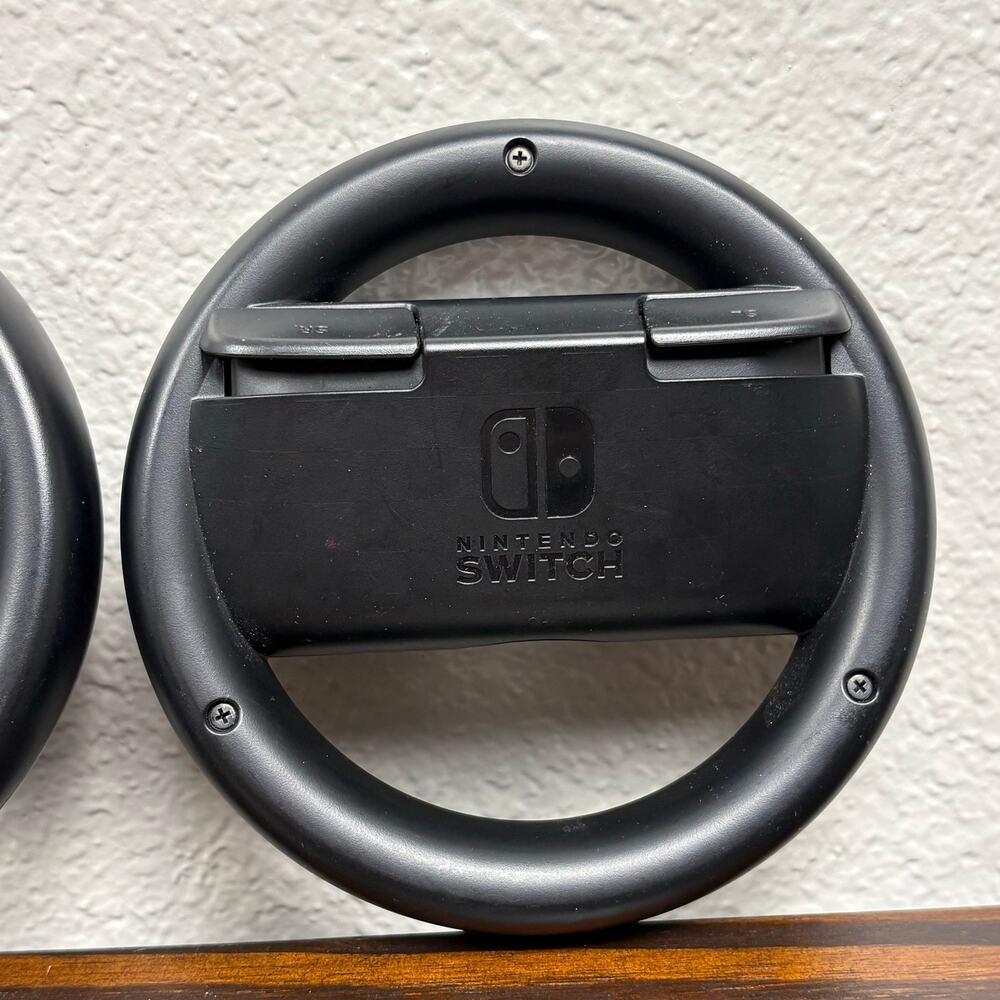 Set of 2 Wii Switch Black Steering Wheels for Joycon Controllers Racing Game - Picture 5 of 7